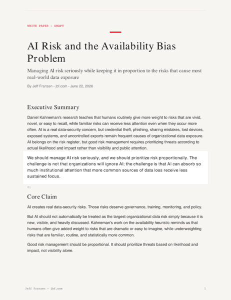 Cover page for AI Risk and the Availability Bias Problem
